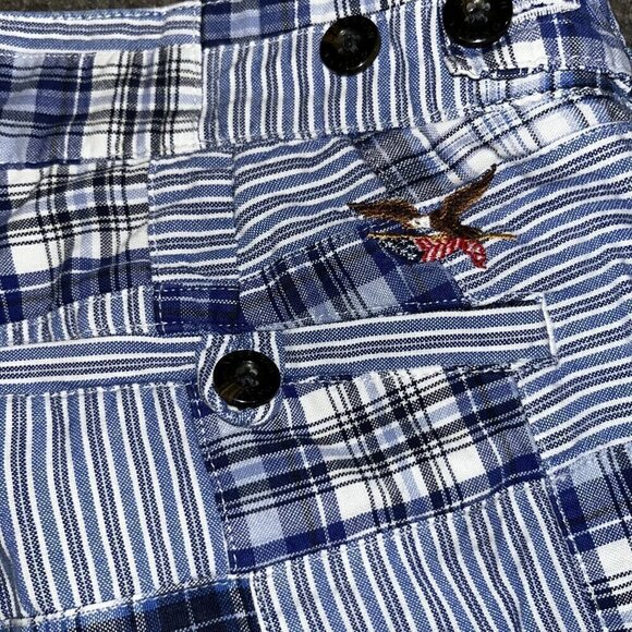 AMERICAN LIVING Madras Blue Plaid Real Sewn Patchwork Shorts - Preppy - Men's 38 - Picture 8 of 9